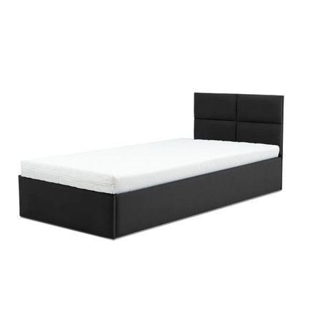 Čalouněná postel MONOS II s pěnovou matrací rozměr 90x200 cm - Eko-kůže Černá eko-kůže Signal-nabytek