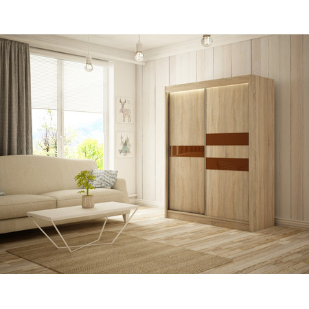 Kvalitní Šatní Skříň Arrow 120 cm Dub Sonoma Čokoláda Furniture