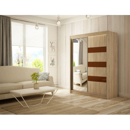 Kvalitní Šatní Skříň Lotse 120 cm Dub Sonoma Čokoláda Furniture