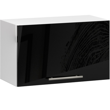 Kuchyňská skříňka OLIVIA W60OK - bílá/černý lesk Akord